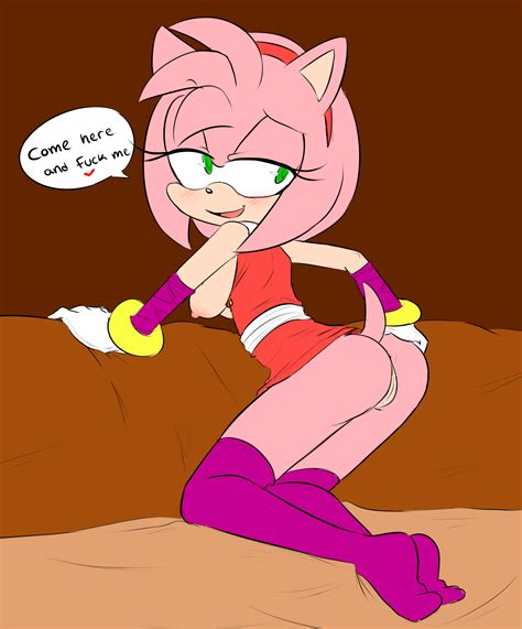 Rule 34 2014 Amy Rose Anthro Anus Ass Black Nose Blush Bottomless Breasts Clothed Clothing