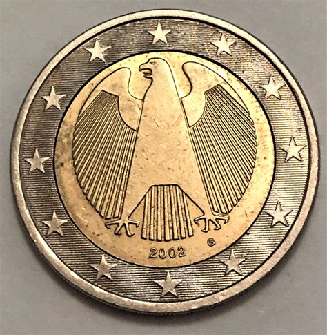 Rare 2 Euro Coin Germany 2002 Eagle G Serie Very Good Etsy