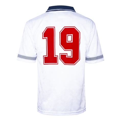 The home jersey was in the classic white colour with a blue tone for the away shirt. England 1990 World Cup Final No19 shirt | England Retro ...
