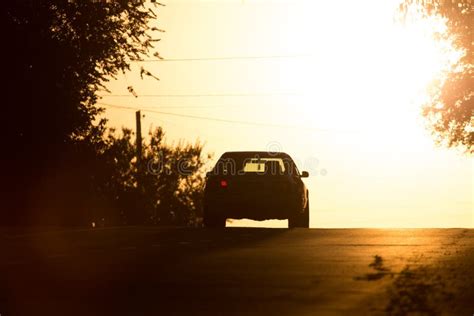 Car Rides On The Road At Sunset Stock Photo Image Of Ride Nature