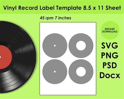 Vinyl Record Label Template 85x11 Sheet Svg Png Psd And Docx