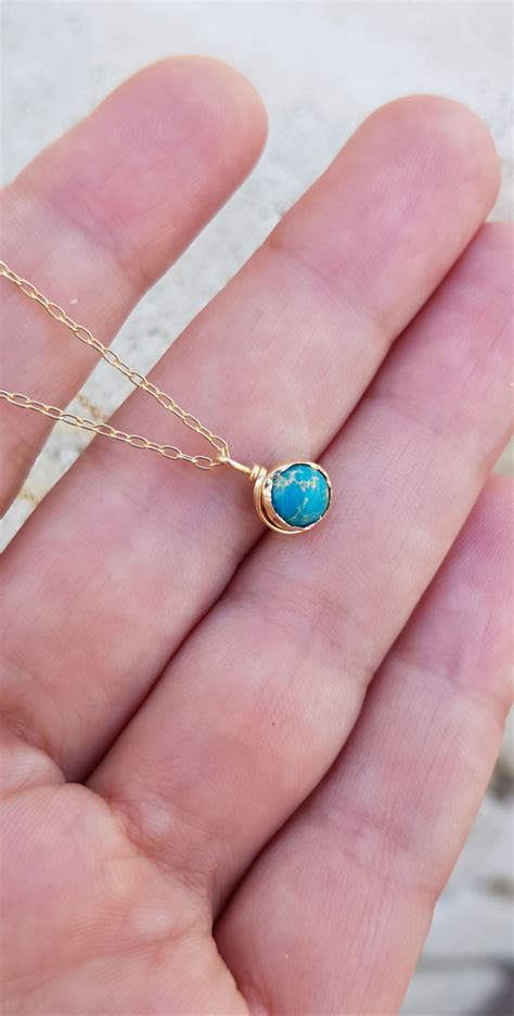 14k Gold Filled Turquoise Necklace Sterling Silver Gold Necklace For