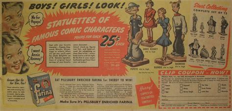 1945 Popeye Dagwood Blondie Annie Rooney Toys Wimpy Vintage Advertisement 1940s Newspaper Toys