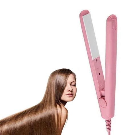 2 In 1 Mini Pink Ceramic Electronic Hair Straightening Straightener