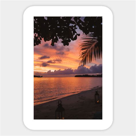 Tropical Beach Sunset Sunset Sticker Teepublic