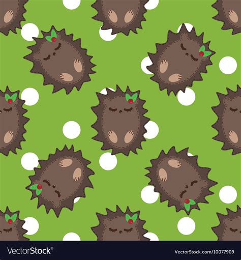 Cute Cartoon Hedgehog Seamless Pattern Royalty Free Vector