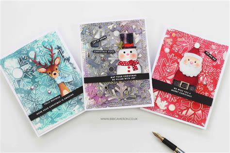 Christmas Cards With Picture Book Dies And Outline Snowflake Background