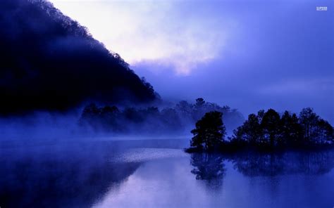 Purple Foggy Lake Hd Wallpaper