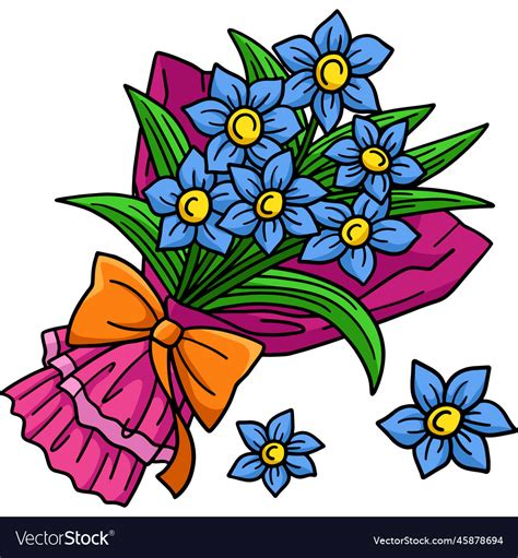 Spring Flower Bouquet Cartoon Colored Clipart Vector Image