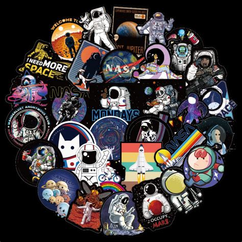 50 Pcs Nasa Space Astronauts Sticker Packs Funny Space Theme Etsy