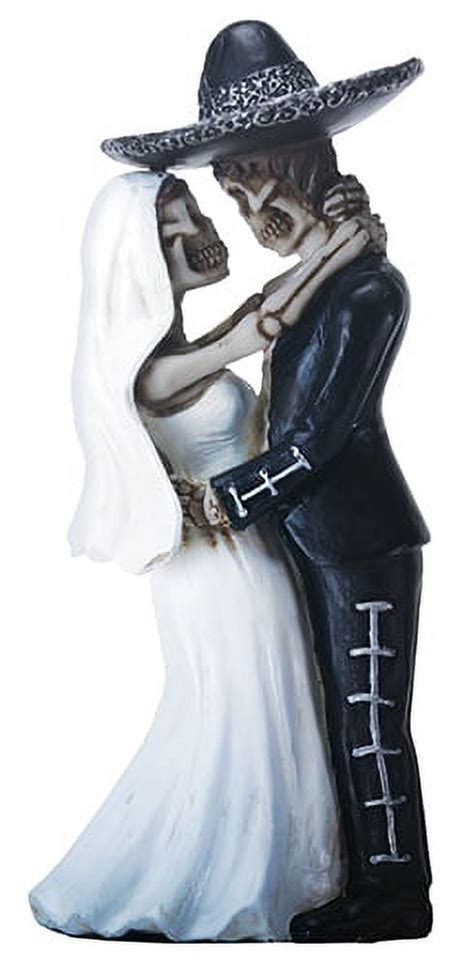Mariachi Couple Bride And Groom Skeletons In An Embrace Day Of The Dead Figurine