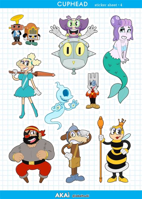 Cuphead Sticker Sheets Stickers Cuphead 5 Pcs Etsy Canada