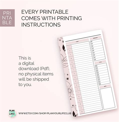 Printable Daily Planner Insert Personal Size Etsy