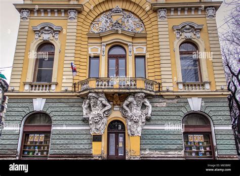 Subotica Vojvodina Serbia Front Wall Of The City Library With Two