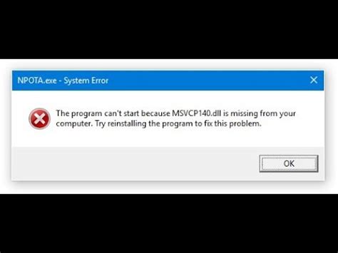 The program can't start because mfc140u.dll is missing from your. Solucion Al Error MSVCP140.dll o el VCRUNTIME140.dll ...