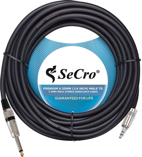 Secro 635mm 14 Inch Male Mono Plug To 35mm Male Stereo Audio Jack