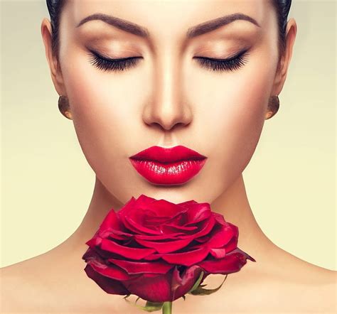 1080p Free Download Beauty Red Model Rose Woman Lips Anna