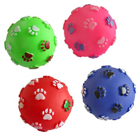 7cm Rubber Pet Dog Paw Print Ball Toy Sound Squeaky Squeaker Toys Dog
