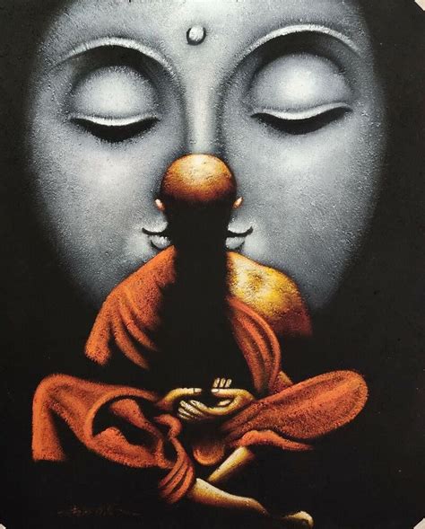 Enlightened Monk In Meditation Buddha Fine Art Painting Yoga Canvas