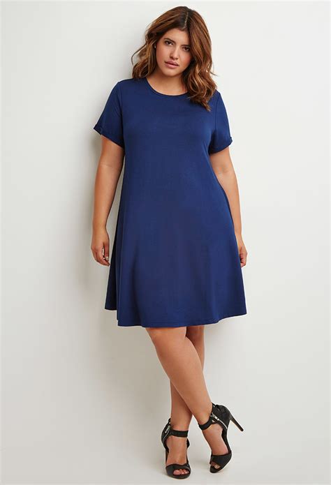 Lyst Forever 21 Plus Size A Line T Shirt Dress In Blue