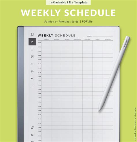 Remarkable Weekly Schedule Digital Weekly Planner Hourly Agenda