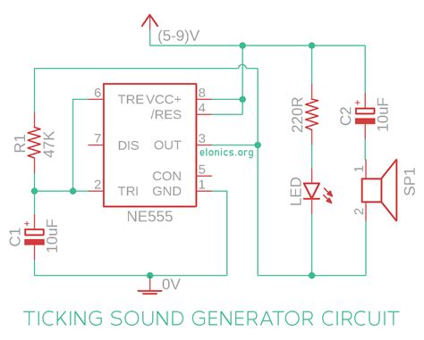 Tick Tock Sound Generator Circuit Using 555 Timer Ic