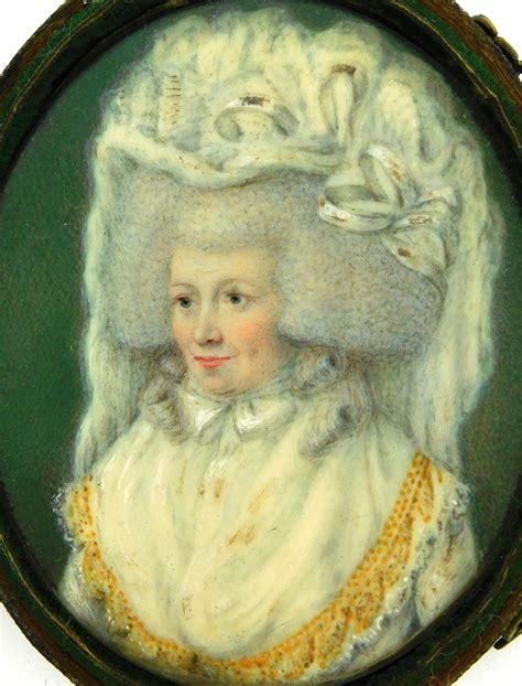 Lot Miniature Portrait Of A Woman With Elaborate 17th18th C Powdered Wig Watercolor On