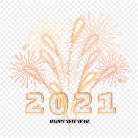 Bloom Of Fireworks Png Image Happy New Year 2021 With Golden Blooming