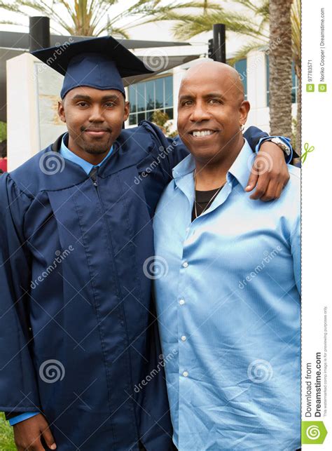 African American Father And Son On Graduation Day Stock Image Image