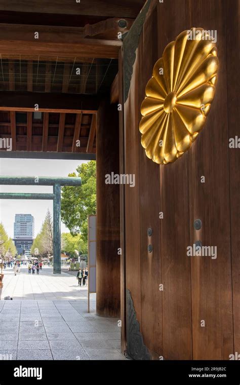 Tokyo Japan April 2023 Close Up Of The Cypress Door With Large