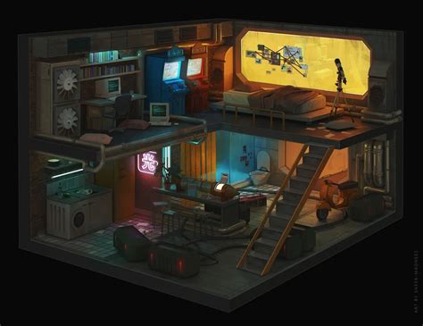 Cyberpunk Room Cyberpunk En 2021 Intérieur Futuriste Bâtiments