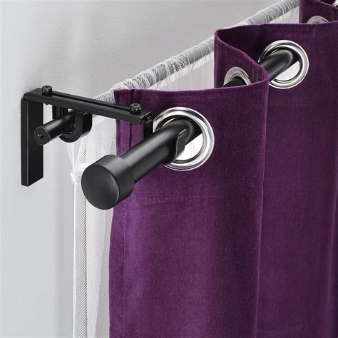RÄcka Hugad Double Curtain Rod Combination Black Ikea