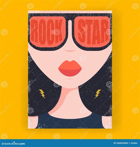 Modern Cover With Abstract Rock Star Girl With Sunglasses Stylish And