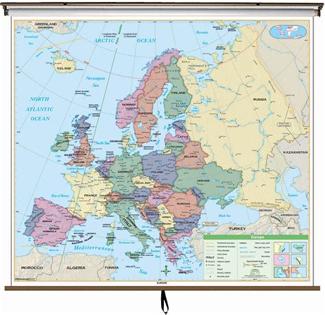 Europe Essential Wall Map By Kappa The Map Shop