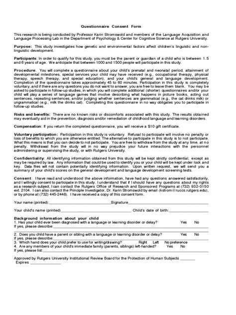 2022 Questionnaire Consent Form Fillable Printable Pdf And Forms