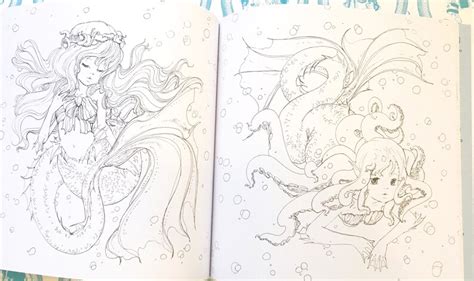 Pop Manga Mermaids And Other Sea Creatures Coloring Book Etsy