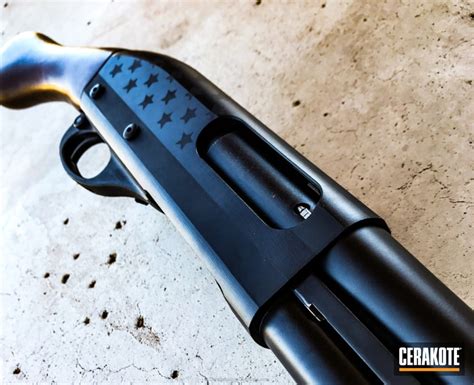 Ghosted American Flag Shotgun Coated In H 146 Graphite Black By Chris
