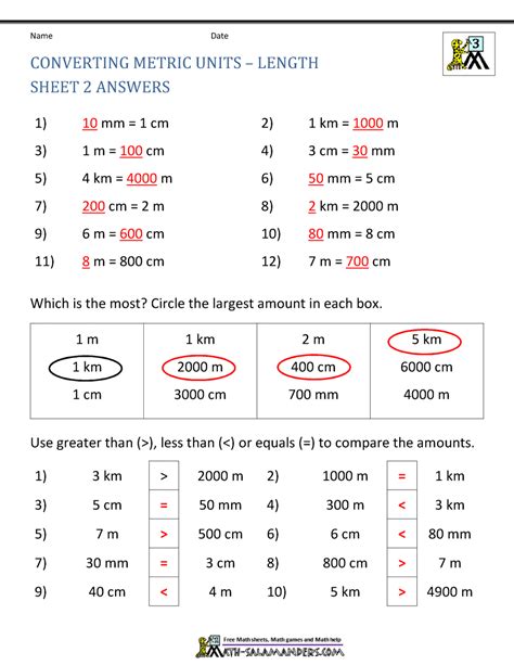 Meter (metre) is a metric system base length unit. Printable Math Sheets - Converting Metric Units