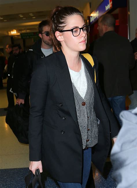 Kristen Stewart Wearing Glasses At Jfk Airport In New York Hawtcelebs