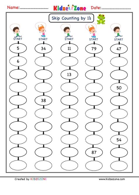 From divisibility rules to long division with remainders, these division worksheets allow students to develop confidence and fluency with division. Grade 1 Math Number worksheets - Skip Counting by 1, Sheet 26