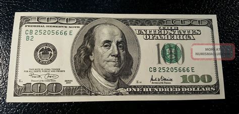 2001 100 Dollar Bill Us Banknote Uncirculated Crisp Plating Stock Photo