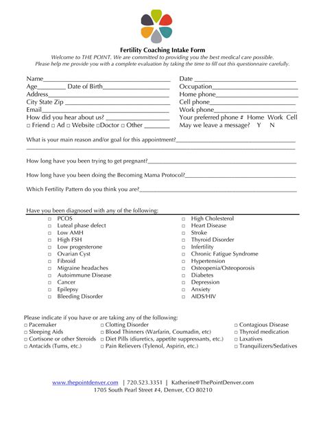 Personal Training Intake Form Template