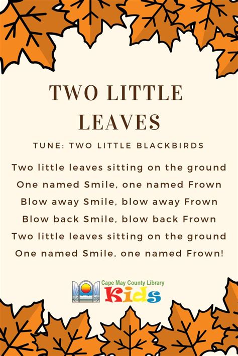 2 Little Leaves | Poetry for kids, Fall songs, Fall preschool