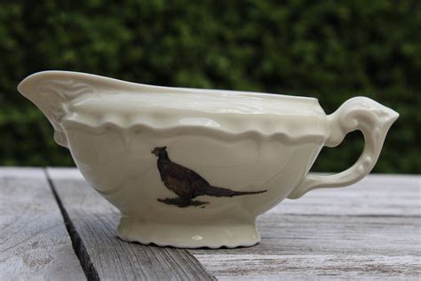 French Vintage Gravy Boat With Grouse Porcelain Limoges Lecair Etsy
