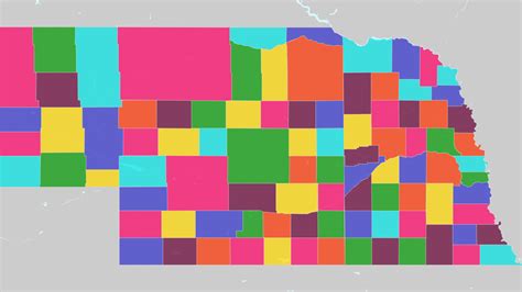 Counties Of Nebraska Interactive Colorful Map