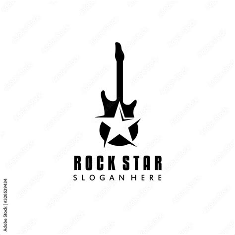 Rockstar Logo Guitar Logo With A Star Stock Vector Adobe Stock