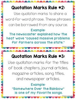 Every new speaker requires a new paragraph. Quotation Marks in Dialogue: Rules Charts and Task Cards by Kirsten's Kaboodle