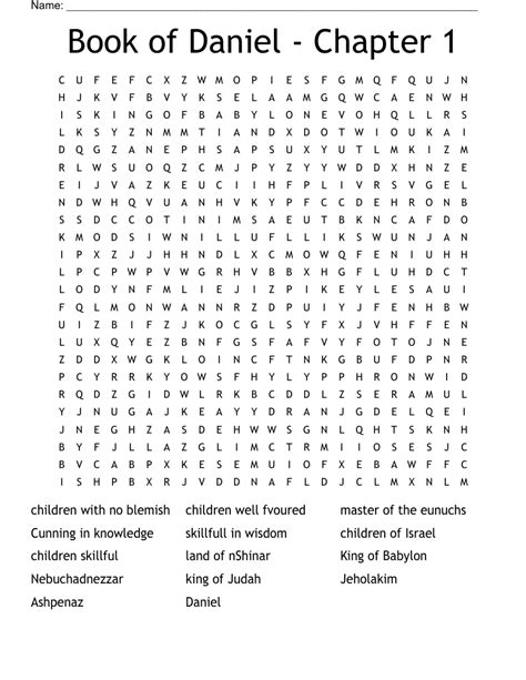 Book Of Daniel Chapter 1 Word Search Wordmint