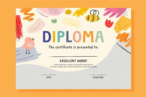 Diploma Template For Kids Free Vector
