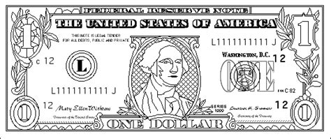 Us One Dollar Bill Coloring Page Printout Enchanted Learning